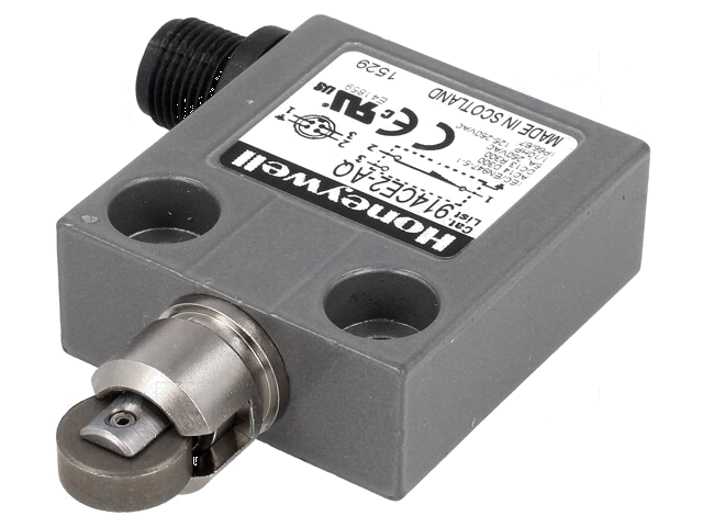 Eindschakelaar; langwerpige roller van metaal Ø12,4mm; SPDT; 3A Eindschakelaar; langwerpige roller van metaal Ø12,4mm; SPDT; 3A